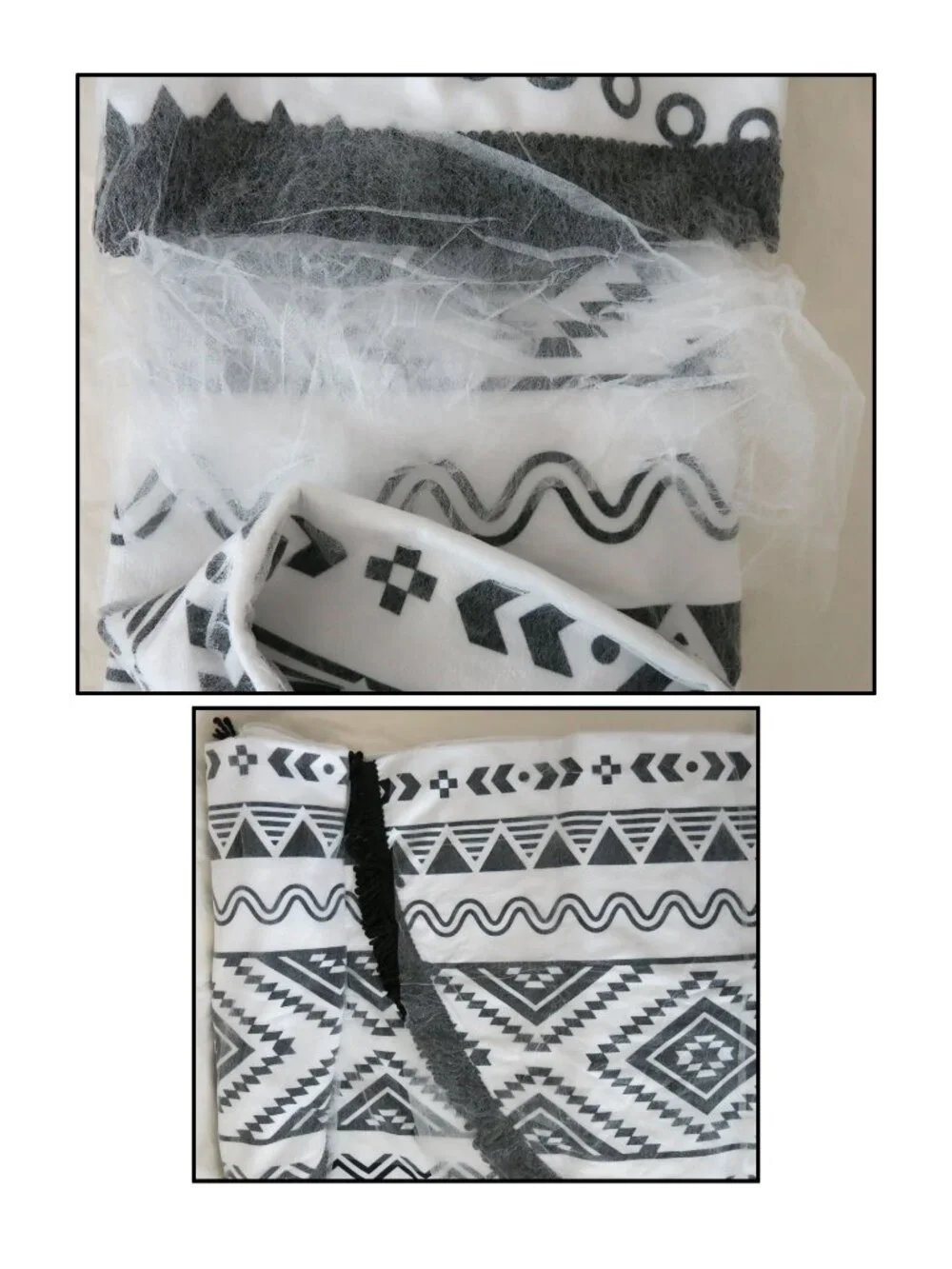 NEW DSW round Beach Blanket Towel Wrap Black & White with Black Fringe 60